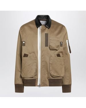 Sacai Cotton And Nylon Bomber Jacket - Green