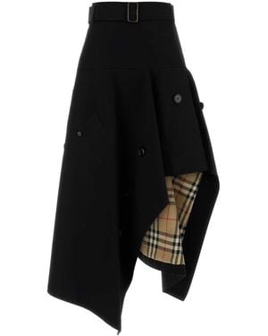 Burberry Black Gabardine Skirt