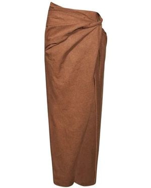 DIESEL Draped Denim Midi Skirt - Brown