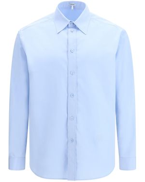 Loewe Classic Cotton Shirt With Embroidered Anagram Logo - Blue