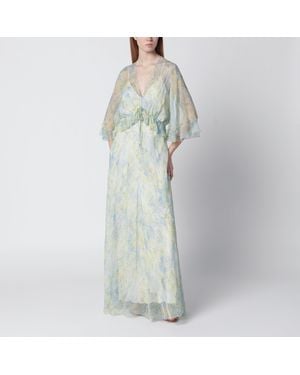 Alberta Ferretti Long Dress With Floral Pattern - Green