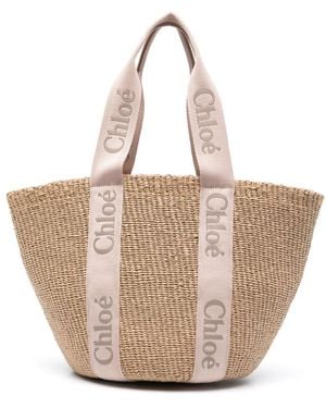 Chloé Chloé Woody Large Rafia Tote - Natural