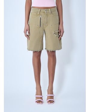 Alexander Wang Frayed Hem Denim Shorts - Natural