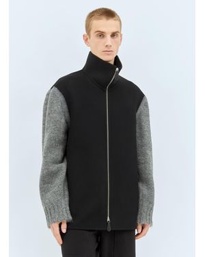 Jil Sander Knit-Sleeves Wool Jacket - Black