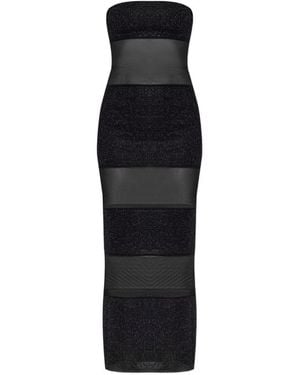 Oséree Lumiere Stripes Long Dress - Black
