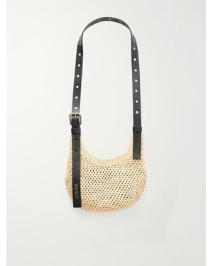 Loewe Punch Hole Mini Rafia Crossbody Bag - White
