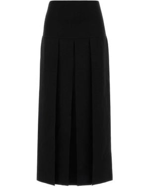 Alaïa Midi Skirt Textured Pleats - Black
