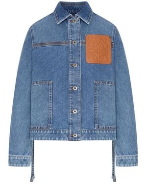 Loewe Cotton Denim Jacket With An Asymmetric Hem And Side Laces - Blue