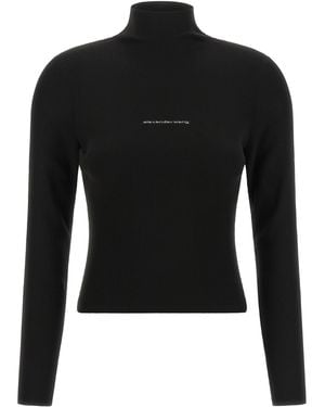 Alexander Wang Ribbed Sweater With Logo - Black