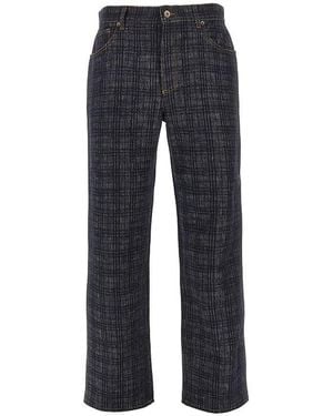 Burberry Check Denim Loose Fit Jeans - Blue