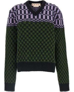Marni Sweater With Geometric Pattern - Green