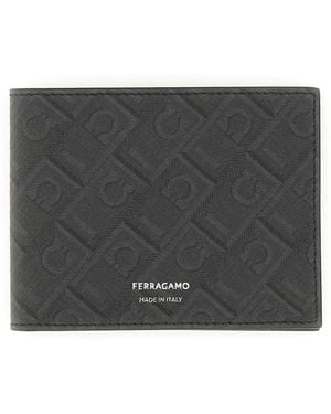 Ferragamo Portafoglio Con Logo Monogram - Black