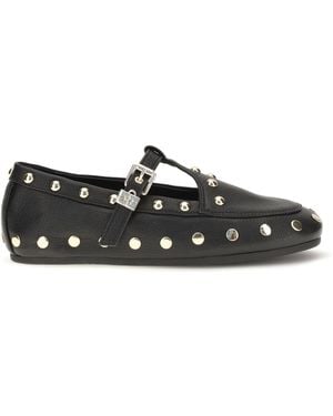 Ganni Mary Jenny Studded Ballerinas - White