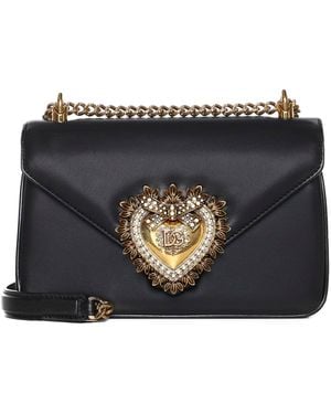 Dolce & Gabbana Devotion Nappa Leather Shoulder Bag - Black