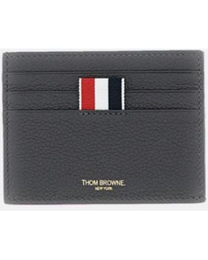 Thom Browne Single Card Holder Soft Pebble Grain Leather - Multicolor