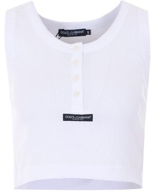 Dolce & Gabbana Dolce&Gabbana Logo Cropped Tank Top - White
