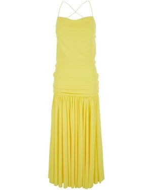 Jacquemus Dress With Straight Neckline And Gathered Waist - Yellow