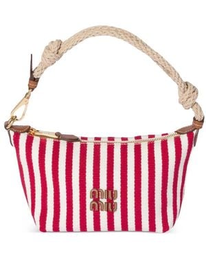 Miu Miu Cotton And Leather Pouch - Red