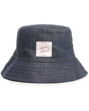 Ami Paris Ami Topstitchings Denim Hat Raw Denim - Blue