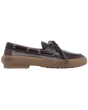 Miu Miu Logo Loafers - Brown