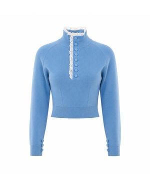 Chloé Lace And Wool Knit Sweater - Blue