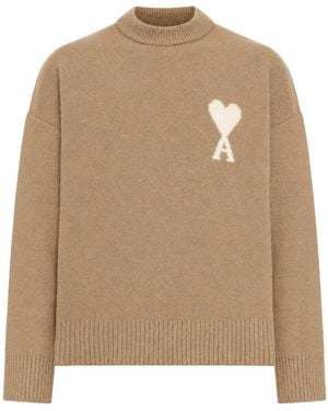 Ami Paris Ami De Coeur Crewneck Sweater - Natural