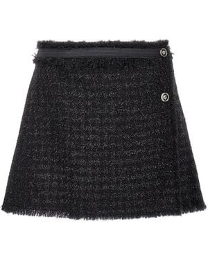 Versace Vichy Tweed Wrap Mini Skirt - Black