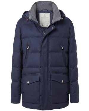 Brunello Cucinelli Wool Hooded Jacket - Blue