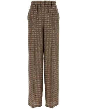 Max Mara Printed Silk Vischio Pant - Natural