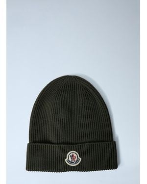 Moncler Logo Motif Beanie Hat - Green