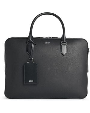 Tom Ford Full-Grain Leather Briefcase Bag - Black