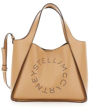 Stella McCartney Crossbody Bag With Maxi Logo Lettering On The Front And Adjustable And Removable Shoulder Strap - Natural