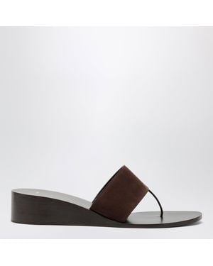 Jude High-Heel Suede Flip-Flops - Brown