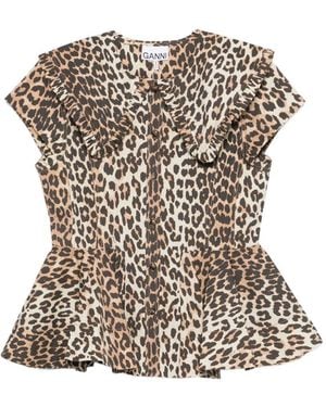 Ganni Organic Cotton Shirt - Brown