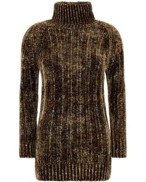 Dries Van Noten Multicolor Chenille Tagic Sweater Dress - Brown