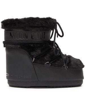 Moon Boot "Icon" Low Faux Fur Boot - Black