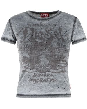 DIESEL Cotton Blend Jersey T-Shirt - Gray