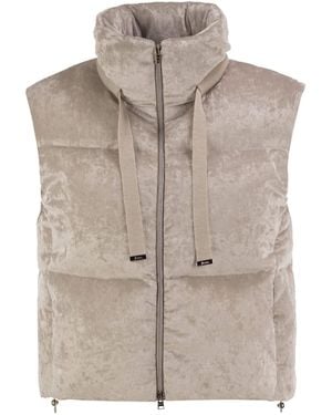 Herno Velvet-Effect Padded Gilet - Gray