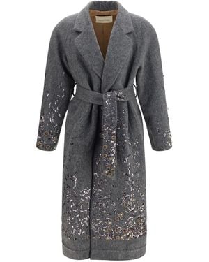 Valentino Mohair And Wool-Blend Coat - Gray