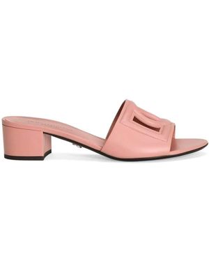 Dolce & Gabbana Dg Logo Leather Mule - Pink