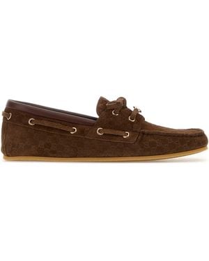 Gucci Logo Loafers - Brown