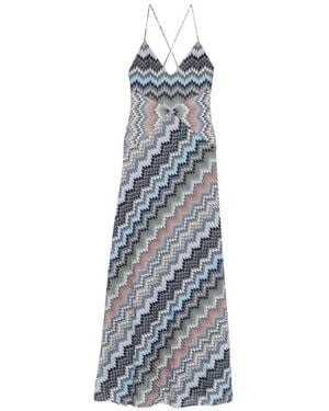 Missoni Long Dress With Herringbone Straps - White