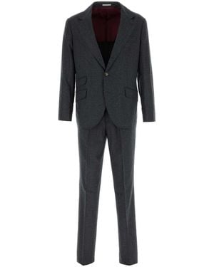 Brunello Cucinelli Dark Flannel Suit - Black
