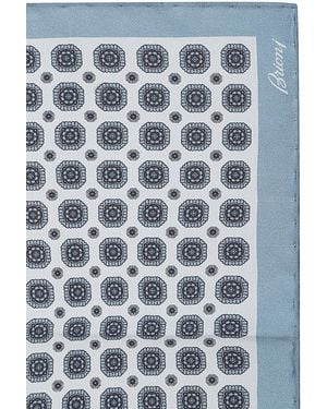 Brioni Pritned Silk Foulard - Blue