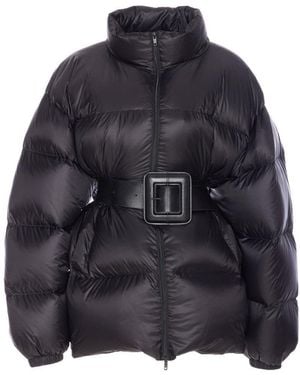 Balenciaga Hourglass Belted Short Down Jacket - Blue