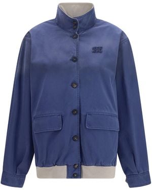 Miu Miu Old Washed Twill Jacket - Blue