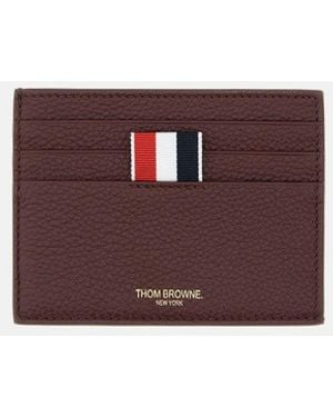 Thom Browne Single Card Holder Soft Pebble Grain Leather - Purple