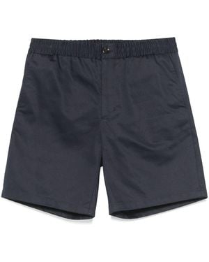 Ami Paris Cotton Bermuda Shorts With Elastic Detail - Blue