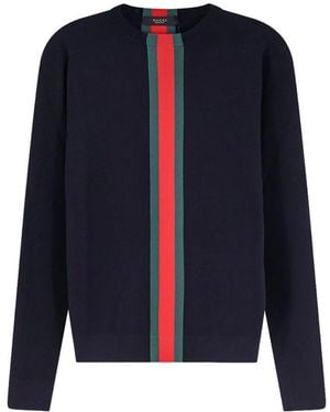 Gucci Web Detail Cotton T-Shirt - Blue