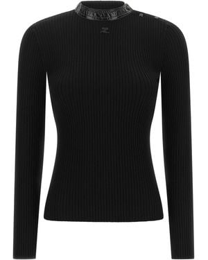 Courreges Vinyl Collar Sweater - Black